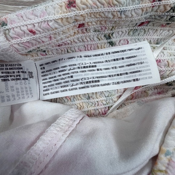 Abercrombie & Fitch Womens Small Floral Puff Sleeve Smocked Sweetheart Crop Top - Picture 3 of 5